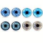 Creative Round Eyes Design Stud Earrings Bohemian Punk Style Glass Inlaid Personality Female Ear Ornaments