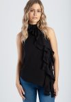 Sissy Boy Give Love: Halter Neck Top With Ruffles - Black