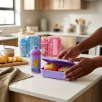 Kids Cute Character Bento Lunch Box & Matching Drink Cup