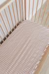 Pink Gingham Cotton Cot Fitted Sheet - Large Sa Cot: 132CM X 66CM X 10CM