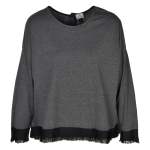 Back Button Raw-edge Silky Top - Charcoal Free