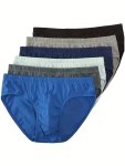 1 3 6PCS Random Color Men's Underwear Loose Breathable Soft Comfy Briefs Underpants For Dad Middle-aged And Elderly