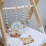 Baby Gym Themed Dangles Sage Mustard Blue Dotty Rainbow Giraffe