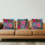 - Set Of 3 Kaleidoscopic Velvet Cushions With Filling