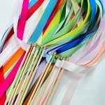 10-PACK Multicolor Polyester Ribbon Wands With Bells - Versatile Streamers For Weddings Bridal Showers Birthdays & Holiday Celeb