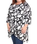 Ladies Printed Hanky Tunic - 60 Blk wht