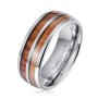 Men's Striped Vietnam Wood Tungsten Ring R-213 - 13