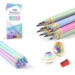 Ecotree Pre-sharpened Pencils 2 Cute Number 2 Pencils With Erasers For Kids Eco Rainbow Paper Pencil For School Writing 12 Count