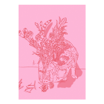 CAT & Carnations Art Print - A5