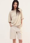 Oversized Motif-detail T-Shirt - Light Beige & Pure At Heart