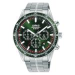 LORUS Sports Men's Quartz Chronograph Watch Dark Green Sunray Dial