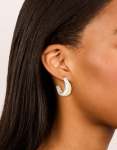 Mixed Metal Plated Layered Medium Hoop Earrings
