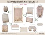 Cot Duvet Bedding Pink And Beige Boho Pampas Wildflower Set