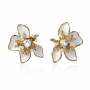 French Floral Stud Earrings For Women White Enamel Flower Earrings