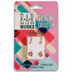 Stainless Steel Gold Plated Earrings - Regular April Crystal Bezel