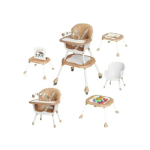 Ashcomonline 5-IN-1 Brown Baby High Chair With Toy Bar Chair High Chair