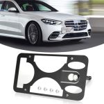 Front Bumper Tow Hook License Plate Mount Bracket Compatible With Mercedes-benz S Class 2014-2020 No Drill Plate Holder Front Li