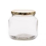 500ML Clear Glass Jar With Gold Metal Lid 82MM Twist