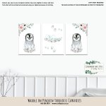 Canvas Waddle On Penguin Turquoise Set