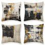 4PCS Vintage Polyester Cushion Cover Pillow Cover Room Decor Bedroom Decor Sofa Decor Collectible Buildings Accessories Cushion Is Not Included