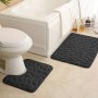 Luxury Memory Foam Bath Mat Set - 2 Piece Polyester Non-slip Bathroom Rugs With Knit Fabric Quick-dry Machine Washable - Thick Soft Embossed Pebble