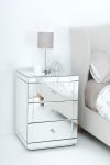 Miami Mirror Pedestal 3 Drawers – Crystal Knobs – Set Of 2