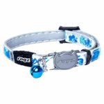 Rogz Catz Glowcat Reflective Collar Blue Floral Design Waggs Pet Shop