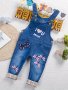 Baby Girls Cute Butterfly Pattern Bowknot Denim Overalls For Spring Summer And Autumn