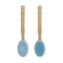 2 Pack - Silicone Bath Brush With Long Bamboo Handle - Light Blue