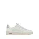 Tie-up Leather Sneakers -white silver