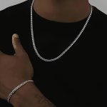 2PCS Hip Hop Stainless Steel Chain Set - Punk Fashion Necklace & Bracelet Combo For Men