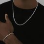2pcs Hip Hop Stainless Steel Chain Set - Punk Fashion Necklace & Bracelet Combo For Men