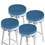 Flygulls Round Bar Stool Cushions Set Of 4 Non-slip Round Stool Chair Cushions With Washable Covers And Ties High Density Bistro