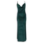 Emerald Velour Cowl Maxi Dress