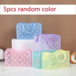 5PCS Pvc Cosmetic Bag Set - Water-resistant Makeup Pouch Set With Secure Zipper Closure