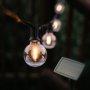 10m Solar Classic String Lights | 25 Bulbs | Black Cable