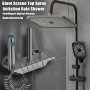 Wall-mounted Aluminum Shower System Set With Eco Spray - Metal Oval Rainfall Showerhead Handheld High-pressure Nozzle With Hose 4-KEY Control Polished Finish Hydroelectric Power