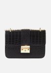 Faux Croc Crossbody Bag - Black