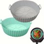 2PCS Sustainable Silicone Air Fryer Liners - Reusable Dishwasher Safe Cooking Pots For Healthier Meals Compatible With Ninja Tower Cosori