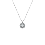 Sterling Silver Cubic Zirconia Round Double Halo Pendant