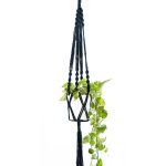 Macrame Plant Hanger Dual Square Dip-dye Cotton - Solid Black