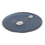Blue & Silver Rimmed Platter Plate 32CM WY018
