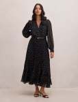 Clara Pleated Lace Trim Midi Dress - 20 Dark Risley Spot
