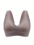 Plus Size Casual Bra Women's Plus Seamless Solid High Stretch Invisible Wireless Bra With Removable Pads