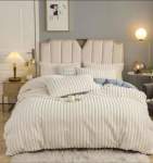 Smte Magical Fluffy 4 Piece Duvet Cover Set White With Keychain