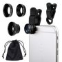 Universal 3-IN-1 Camera Lens Kit For Smartphones Tablets Ipad And Laptops Black