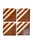 Set Of 4 Wooden Coasters - None Brown