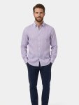 Mens Linen Long Sleeve Shirt In Purple - Purple 2XL