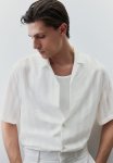 Regular Fit Textured-weave Resort Shirt - White