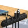 1PC 7 Hole Black Cable Organizer Cable Organizer For Fixing Wires And Data Cables Without Punching Holes Wire Clips Network Cable Clamps Self-adhesive Magic Tools